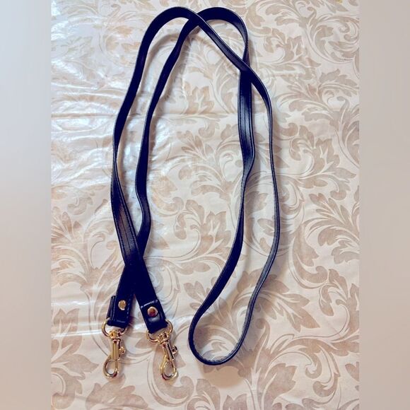 Crossbody Replacement Strap 52” Black Vegan Leather Small Gold Tone Clips - Picture 1 of 2
